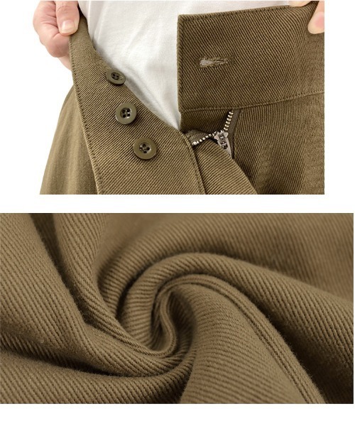 KOBE LETTUCE（コウベレタス）の「綿コットン100％ツイル素材ベルトデザインラップフレアスカート（スカート・レディース・ホワイト/ブラック/カーキ系・FREE）」の8枚目の写真