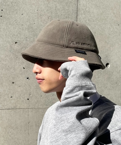 WILD THINGS(ワイルドシングス)の「WILDTHINGS / ワイルドシングス POLARTEC WIND METRO HAT ワンポイント フリース ハット 保温 軽量 サイズ調節(ハット・メンズ・ブラック/グレー/ダークオリーブ・FREE)」の3枚目の写真