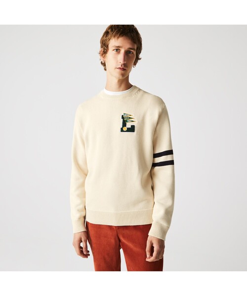ラコステ LACOSTE カレッジデザインクルーネックニットセーター ラコステ LACOSTE カレッジデザインクルーネックニットセーター