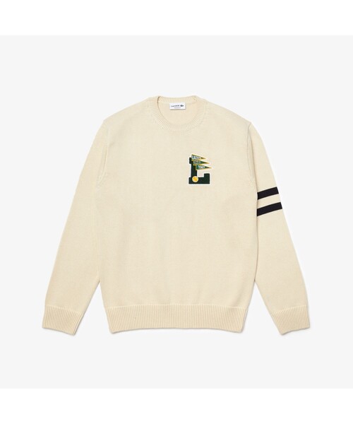Lacoste　ラコステ　カレッジデザイン　クルーネック　ニット　セーター LACOSTE（ラコステ）の「カレッジデザインクルーネックニットセーター