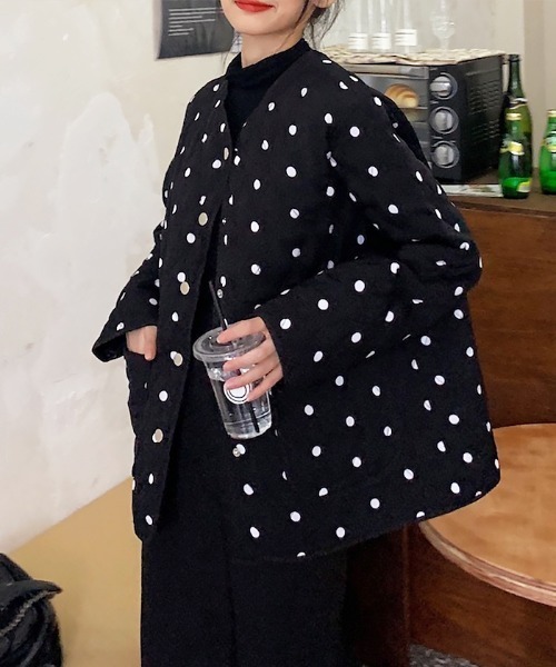 ABYS（アビス）の「ドットデザインキルティングブルゾン（ブルゾン・レディース・ブラック・FREE）」の6枚目の写真