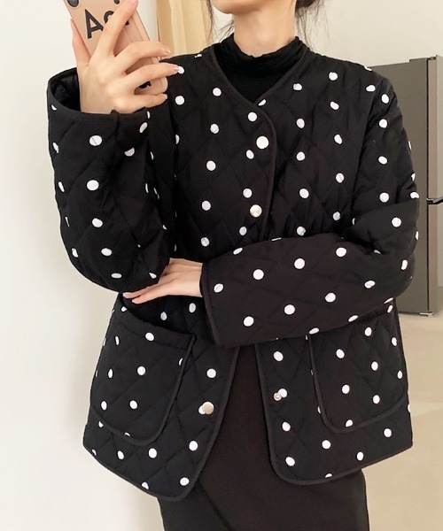 ABYS（アビス）の「ドットデザインキルティングブルゾン（ブルゾン・レディース・ブラック・FREE）」の5枚目の写真