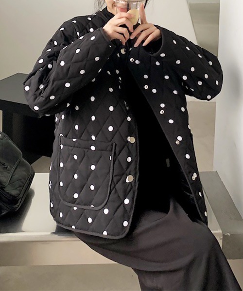 ABYS（アビス）の「ドットデザインキルティングブルゾン（ブルゾン・レディース・ブラック・FREE）」の4枚目の写真