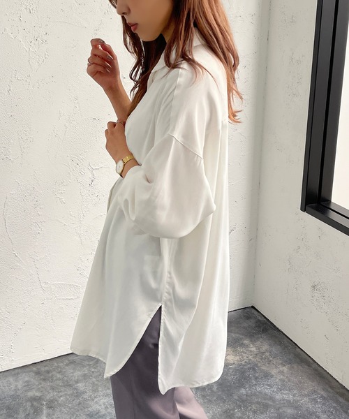 apres jour mignon(アプレジュールミニョン)の「トロミBIGシャツ【ZOZOTOWN限定アイテム】(シャツ/ブラウス・レディース・ブラック/オフホワイト/アイボリー・X-LARGE/フリー)」の2枚目の写真