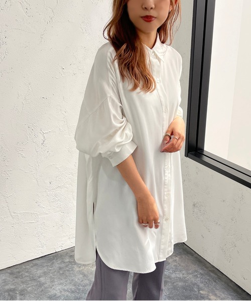 apres jour mignon(アプレジュールミニョン)の「トロミBIGシャツ【ZOZOTOWN限定アイテム】(シャツ/ブラウス・レディース・ブラック/オフホワイト/アイボリー・X-LARGE/フリー)」の7枚目の写真