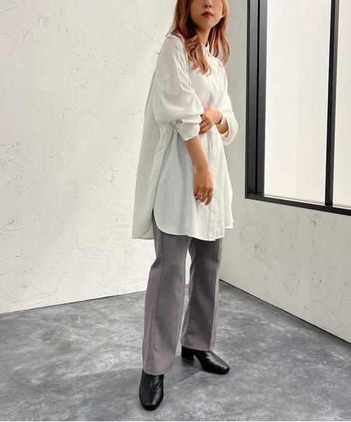 apres jour mignon(アプレジュールミニョン)の「トロミBIGシャツ【ZOZOTOWN限定アイテム】(シャツ/ブラウス・レディース・ブラック/オフホワイト/アイボリー・X-LARGE/フリー)」の4枚目の写真