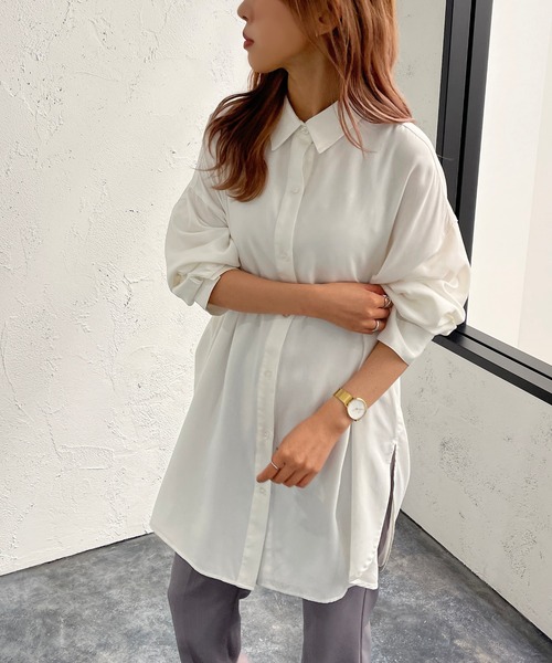 apres jour mignon(アプレジュールミニョン)の「トロミBIGシャツ【ZOZOTOWN限定アイテム】(シャツ/ブラウス・レディース・ブラック/オフホワイト/アイボリー・X-LARGE/フリー)」の17枚目の写真