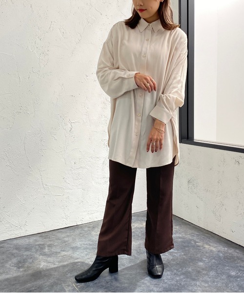 apres jour mignon(アプレジュールミニョン)の「トロミBIGシャツ【ZOZOTOWN限定アイテム】(シャツ/ブラウス・レディース・ブラック/オフホワイト/アイボリー・X-LARGE/フリー)」の5枚目の写真