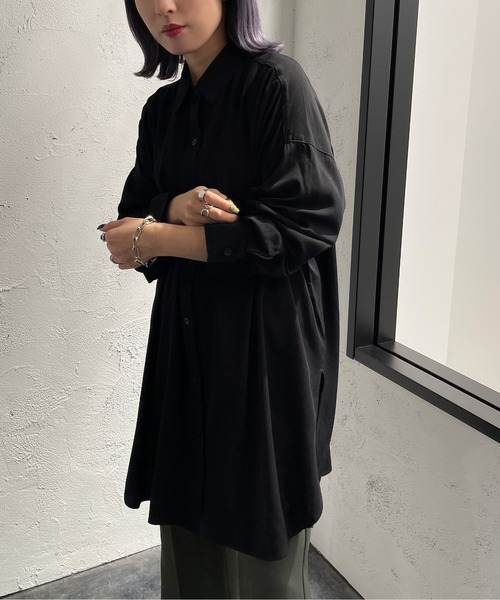 apres jour mignon(アプレジュールミニョン)の「トロミBIGシャツ【ZOZOTOWN限定アイテム】(シャツ/ブラウス・レディース・ブラック/オフホワイト/アイボリー・X-LARGE/フリー)」の9枚目の写真