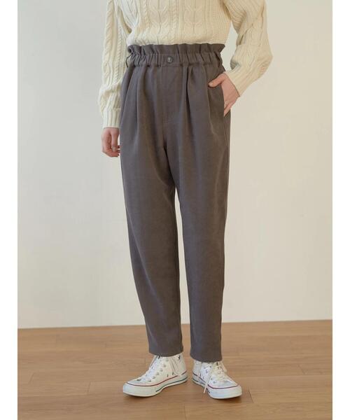 earth music&ecology（アースミュージックアンドエコロジー）の「起毛ツイルハイウエストパンツ＊（スラックス・レディース・チャコールグレー/イエロー/グリーン/アイボリー・S/M）」の6枚目の写真