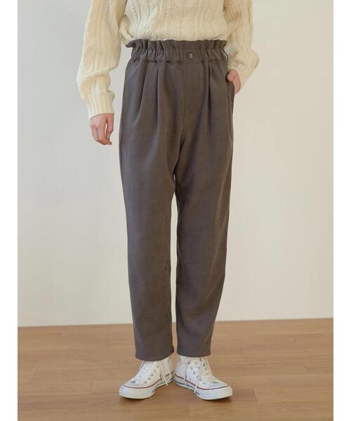 earth music&ecology（アースミュージックアンドエコロジー）の「起毛ツイルハイウエストパンツ＊（スラックス・レディース・チャコールグレー/イエロー/グリーン/アイボリー・S/M）」の9枚目の写真