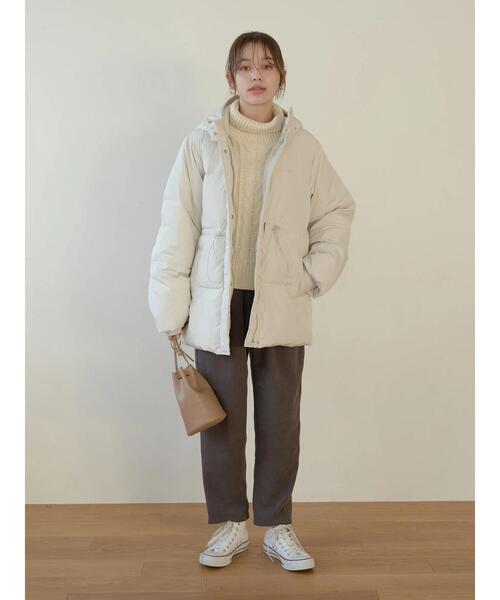 earth music&ecology（アースミュージックアンドエコロジー）の「起毛ツイルハイウエストパンツ＊（スラックス・レディース・チャコールグレー/イエロー/グリーン/アイボリー・S/M）」の10枚目の写真