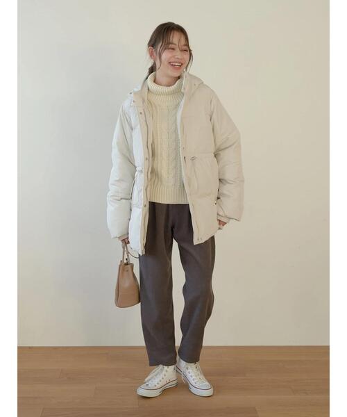 earth music&ecology（アースミュージックアンドエコロジー）の「起毛ツイルハイウエストパンツ＊（スラックス・レディース・チャコールグレー/イエロー/グリーン/アイボリー・S/M）」の11枚目の写真