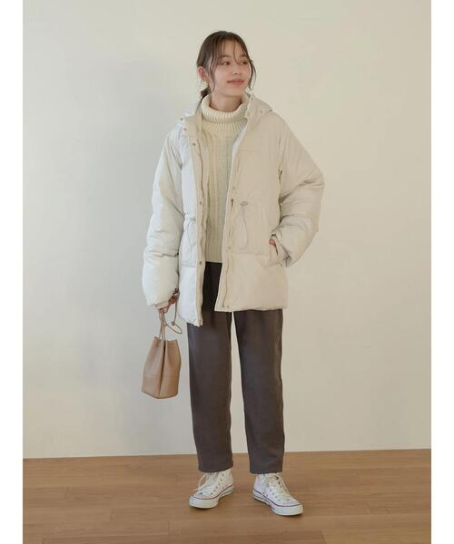 earth music&ecology（アースミュージックアンドエコロジー）の「起毛ツイルハイウエストパンツ＊（スラックス・レディース・チャコールグレー/イエロー/グリーン/アイボリー・S/M）」の12枚目の写真