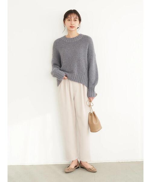 earth music&ecology（アースミュージックアンドエコロジー）の「起毛ツイルハイウエストパンツ＊（スラックス・レディース・チャコールグレー/イエロー/グリーン/アイボリー・S/M）」の19枚目の写真