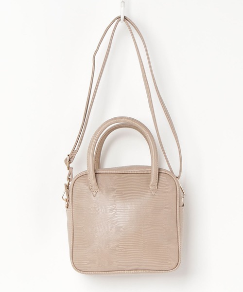 E.TOKYO（イートーキョー）の「E.TOKYO /リザード型押し スクエアミニボストンバッグ (331971)（ボストンバッグ・レディース・ブラック/ベージュ/ブラウン/グリーン・FREE）」の3枚目の写真