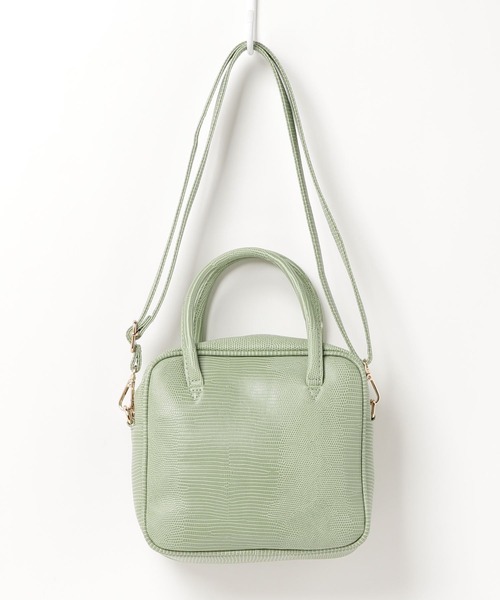 E.TOKYO（イートーキョー）の「E.TOKYO /リザード型押し スクエアミニボストンバッグ (331971)（ボストンバッグ・レディース・ブラック/ベージュ/ブラウン/グリーン・FREE）」の4枚目の写真