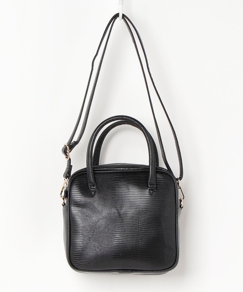 E.TOKYO（イートーキョー）の「E.TOKYO /リザード型押し スクエアミニボストンバッグ (331971)（ボストンバッグ・レディース・ブラック/ベージュ/ブラウン/グリーン・FREE）」の2枚目の写真