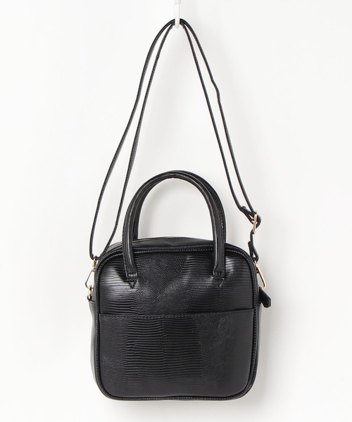 E.TOKYO（イートーキョー）の「E.TOKYO /リザード型押し スクエアミニボストンバッグ (331971)（ボストンバッグ・レディース・ブラック/ベージュ/ブラウン/グリーン・FREE）」の5枚目の写真