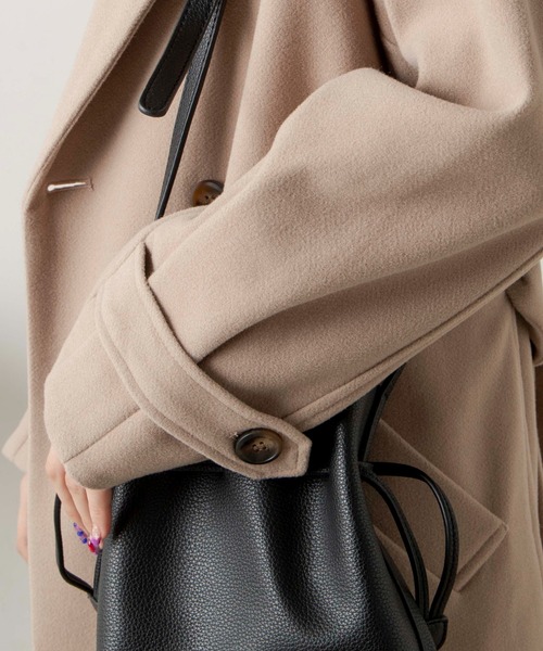 WEGO（ウィゴー）の「WEGO/ニットメルトントレンチコート（ステンカラーコート・レディース・ブルー/アイボリー/ブラック/ベージュ・FREE）」の18枚目の写真