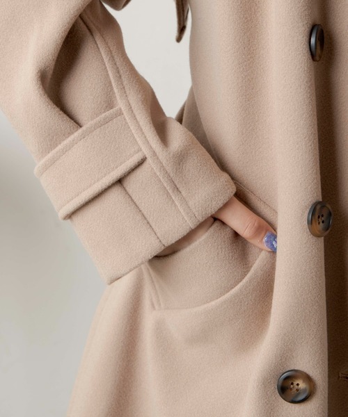 WEGO（ウィゴー）の「WEGO/ニットメルトントレンチコート（ステンカラーコート・レディース・ブルー/アイボリー/ブラック/ベージュ・FREE）」の16枚目の写真