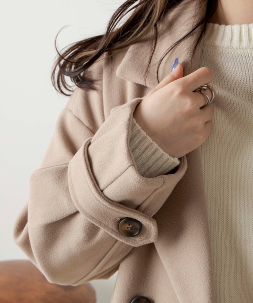 WEGO（ウィゴー）の「WEGO/ニットメルトントレンチコート（ステンカラーコート・レディース・ブルー/アイボリー/ブラック/ベージュ・FREE）」の17枚目の写真