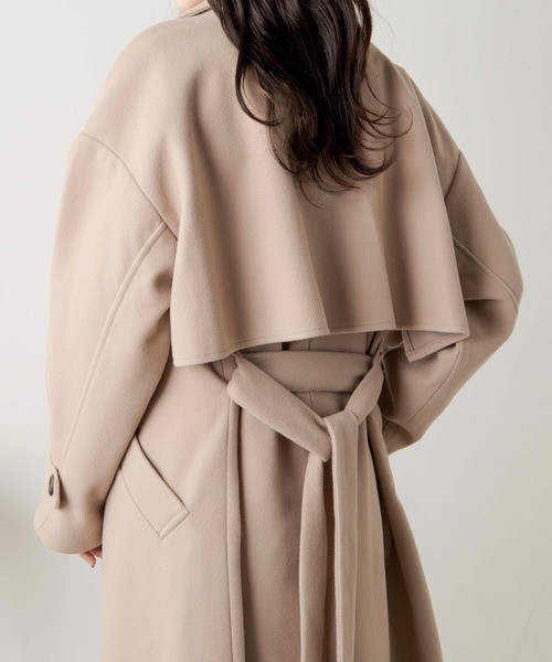 WEGO（ウィゴー）の「WEGO/ニットメルトントレンチコート（ステンカラーコート・レディース・ブルー/アイボリー/ブラック/ベージュ・FREE）」の19枚目の写真
