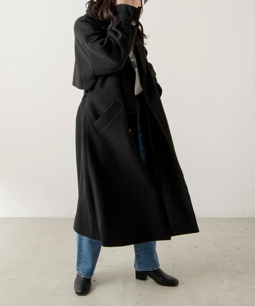 WEGO（ウィゴー）の「WEGO/ニットメルトントレンチコート（ステンカラーコート・レディース・ブルー/アイボリー/ブラック/ベージュ・FREE）」の10枚目の写真