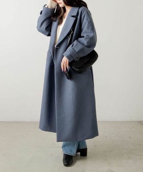 WEGO（ウィゴー）の「WEGO/ニットメルトントレンチコート（ステンカラーコート・レディース・ブルー/アイボリー/ブラック/ベージュ・FREE）」の20枚目の写真