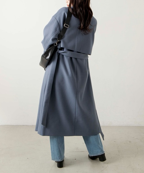 WEGO（ウィゴー）の「WEGO/ニットメルトントレンチコート（ステンカラーコート・レディース・ブルー/アイボリー/ブラック/ベージュ・FREE）」の22枚目の写真