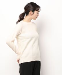 シンプルカラークルーネックニットトップス