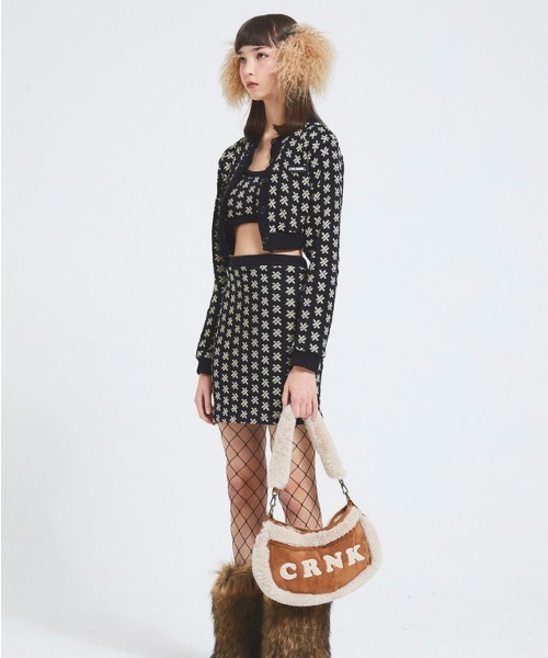 CRANK（クランク）の「【CRANK/クランク】FLOWER KNIT CARDIGAN/花柄 ニット ニットカーディガン 花柄カーディガン セットアップ（カーディガン/ボレロ・レディース・ブラック/ピンク・ONE SIZE）」の5枚目の写真
