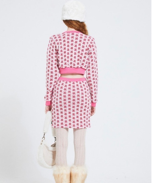 CRANK（クランク）の「【CRANK/クランク】FLOWER KNIT CARDIGAN/花柄 ニット ニットカーディガン 花柄カーディガン セットアップ（カーディガン/ボレロ・レディース・ブラック/ピンク・ONE SIZE）」の11枚目の写真