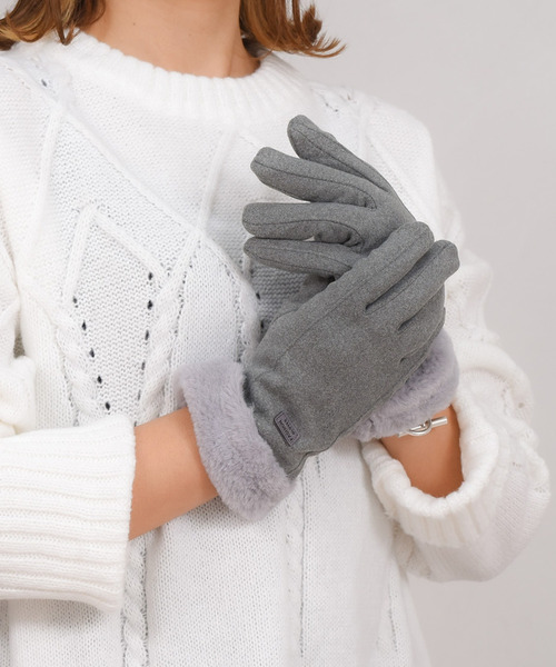 DAY CLOSET(デイ クローゼット)の「レディース スマホ対応裏起毛ふんわりファー手袋(手袋・レディース・グレー/ピンク/ブラック/ベージュ/ワイン/ダークベージュ/ダークブラウン/ブラウン/ダークグレー/ブルー・ONE SIZE)」の13枚目の写真