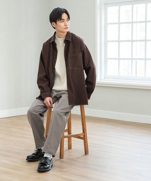 niko and...（ニコアンド）の「ウーリッシュカルゼシャツ（シャツ/ブラウス・メンズ・ダークブラウン/スモーク/オレンジ/ネイビー・LARGE/MEDIUM）」の5枚目の写真