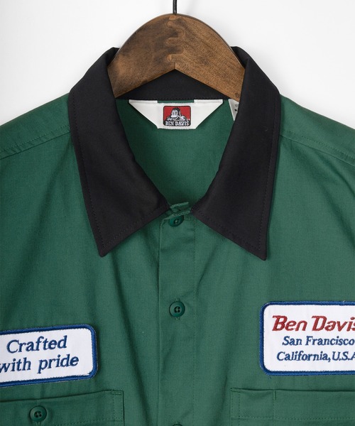 BEN DAVIS（ベンデイビス）の「【BEN DAVIS/ベンデイビス】 ブランドロゴワッペン ワークシャツ/長袖シャツ（シャツ/ブラウス・メンズ・ダークグリーン/ダークブルー/ストライプ・M/L/XL）」の10枚目の写真