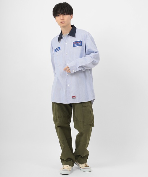 BEN DAVIS（ベンデイビス）の「【BEN DAVIS/ベンデイビス】 ブランドロゴワッペン ワークシャツ/長袖シャツ（シャツ/ブラウス・メンズ・ダークグリーン/ダークブルー/ストライプ・M/L/XL）」の21枚目の写真