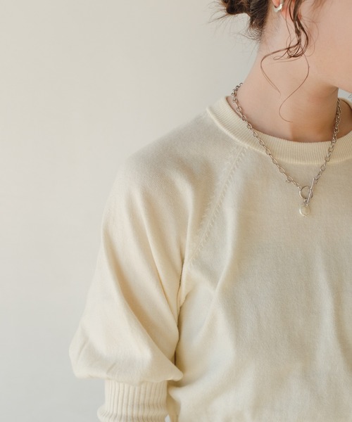 Kastane(カスタネ)の「ロングリブクルーニット(ニット/セーター・レディース・オフホワイト/ピンク/ライトベージュ・FREE)」の7枚目の写真