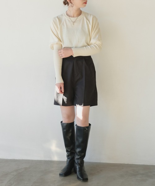 Kastane(カスタネ)の「ロングリブクルーニット(ニット/セーター・レディース・オフホワイト/ピンク/ライトベージュ・FREE)」の6枚目の写真