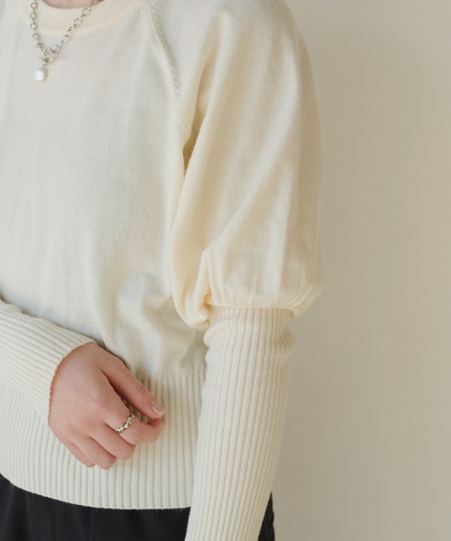 Kastane(カスタネ)の「ロングリブクルーニット(ニット/セーター・レディース・オフホワイト/ピンク/ライトベージュ・FREE)」の10枚目の写真