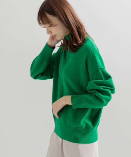 ITEMS URBANRESEARCH(アイテムズ アーバンリサーチ)の「ハイネックワイドニット2(ニット/セーター・レディース・ブラック/オフホワイト/オレンジ/グリーン・FREE)」の8枚目の写真