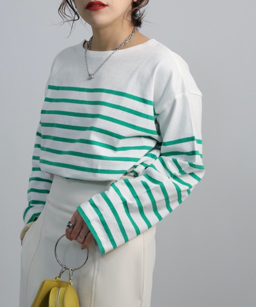 パネルボーダーTシャツ/バスクシャツ