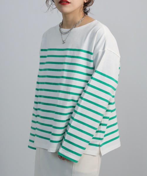 パネルボーダーTシャツ/バスクシャツ