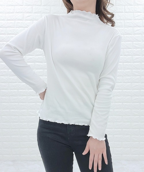 Lace Ladies(レースレディース)の「メロウハイネック カットソー(Tシャツ/カットソー・レディース・ホワイト/ブラック/イエロー/グリーン/モカ・FREE)」の3枚目の写真