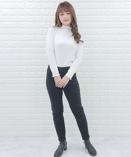 Lace Ladies(レースレディース)の「メロウハイネック カットソー(Tシャツ/カットソー・レディース・ホワイト/ブラック/イエロー/グリーン/モカ・FREE)」の8枚目の写真
