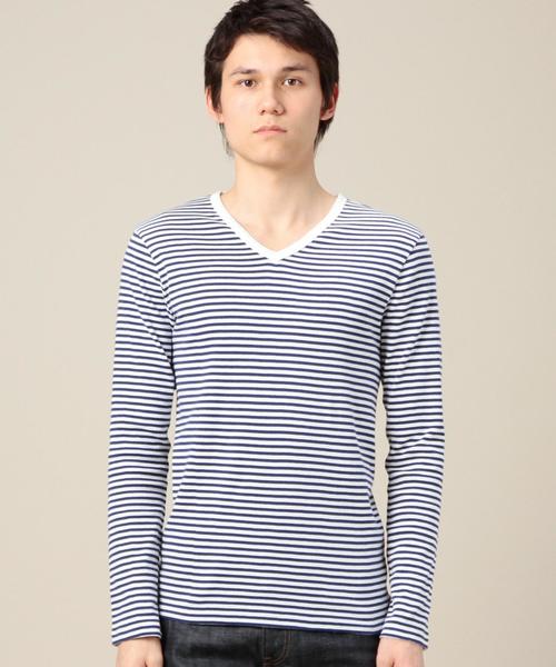 BEAUTY&YOUTH UNITED ARROWS(ビューティーアンドユースユナイテッドアローズ)の「BY フライス ボーダー Vネック ロングスリーブ カットソー◆(Tシャツ/カットソー・メンズ・ブラック/グレー/ロイヤルブルー・SMALL/MEDIUM/LARGE/X-LARGE)」の13枚目の写真