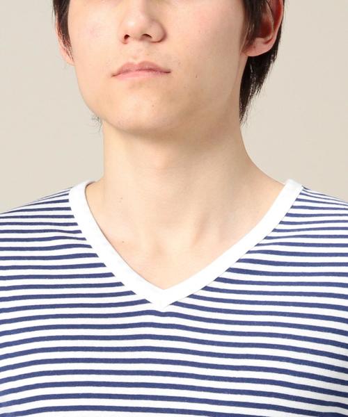 BEAUTY&YOUTH UNITED ARROWS(ビューティーアンドユースユナイテッドアローズ)の「BY フライス ボーダー Vネック ロングスリーブ カットソー◆(Tシャツ/カットソー・メンズ・ブラック/グレー/ロイヤルブルー・SMALL/MEDIUM/LARGE/X-LARGE)」の7枚目の写真