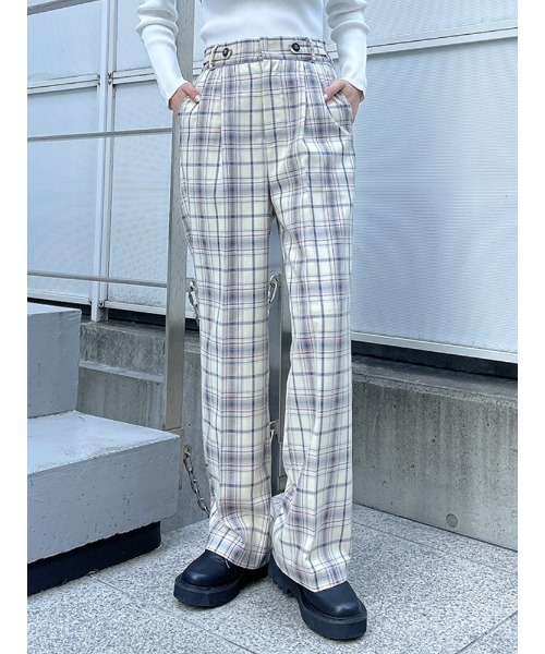 ENVYM（アンビー）の「タックスラックスＰＴ（スラックス・レディース・ブラック/ベージュ/チェック/グレー・FREE）」の7枚目の写真