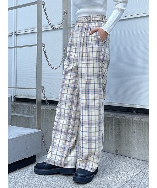 ENVYM（アンビー）の「タックスラックスＰＴ（スラックス・レディース・ブラック/ベージュ/チェック/グレー・FREE）」の8枚目の写真