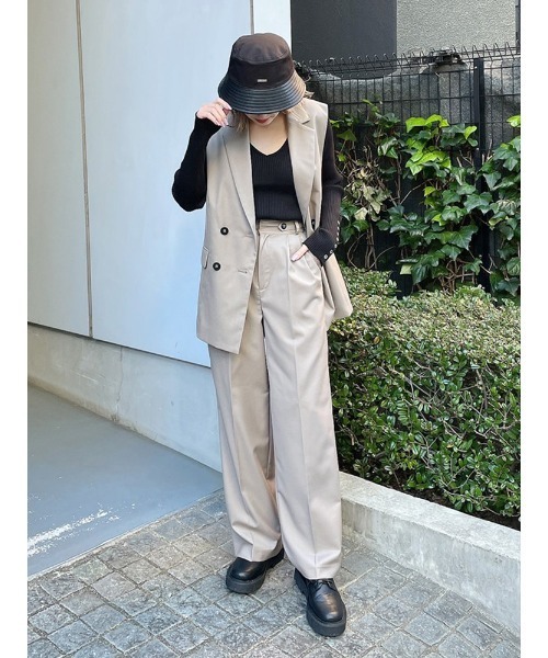 ENVYM（アンビー）の「タックスラックスＰＴ（スラックス・レディース・ブラック/ベージュ/チェック/グレー・FREE）」の14枚目の写真